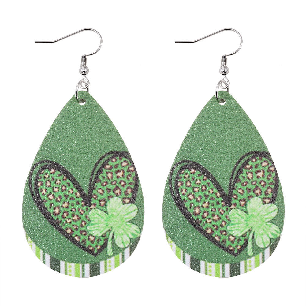 Wholesale Jewelry St. Patrick's Day Leather Earrings